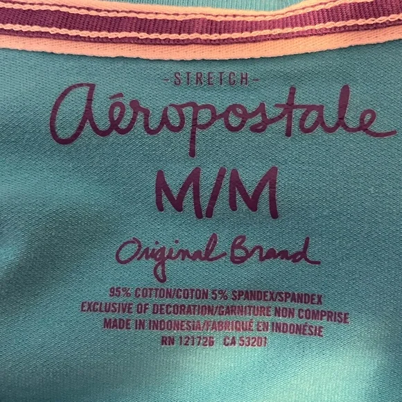Aeropostale A87 Women’s Polo. Size Medium. Color: Light Blue - Picture 3 of 6